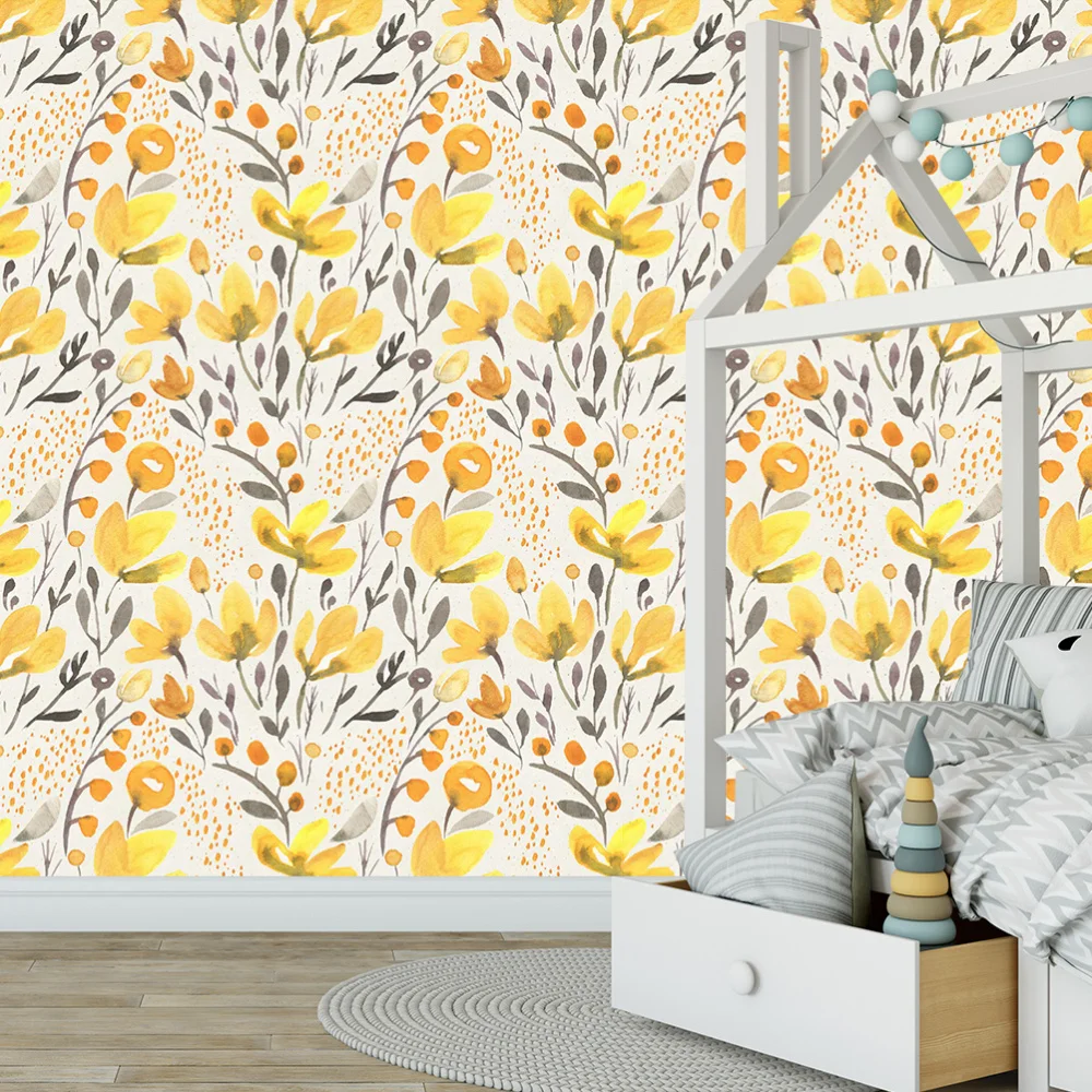 Желтые цветы шаблон декоративные обои самоклеящиеся фон Стикеры Наклейка на