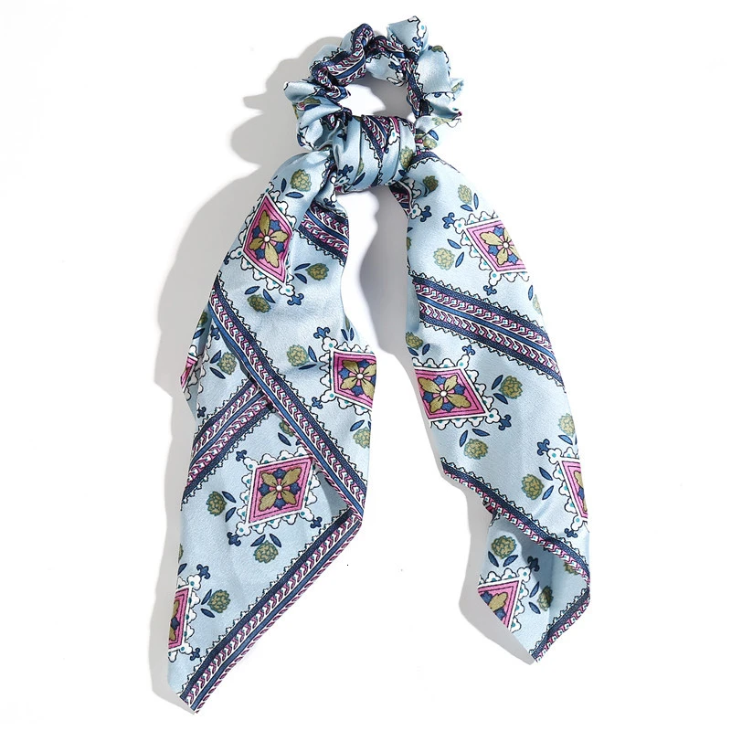 9 Light Blue Модные аксессуары для волос, длинный шарф, ленты, резинка для волос для женщин, галстук-бабочка, эластичный конский хвост, держатель, резинки для волос для девушек, аксессуары для волос - Цвет: 9 Light Blue