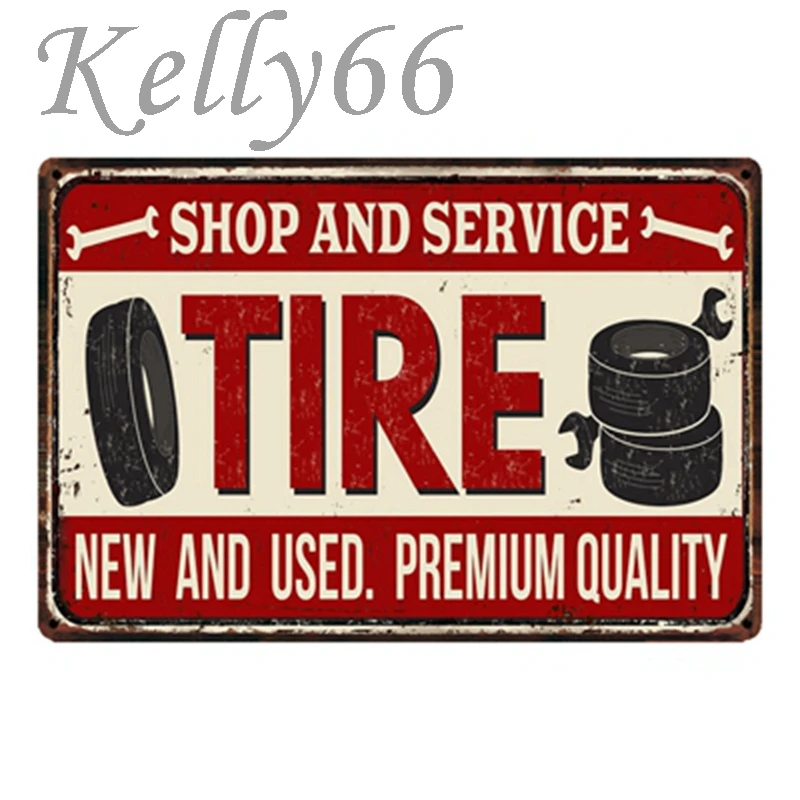 

SHOPT AND SERVICE TIRE Vintage Metal Sign Wall Poster Home Decor Bar Art Mural Painting 20*30 CM Size y-1597