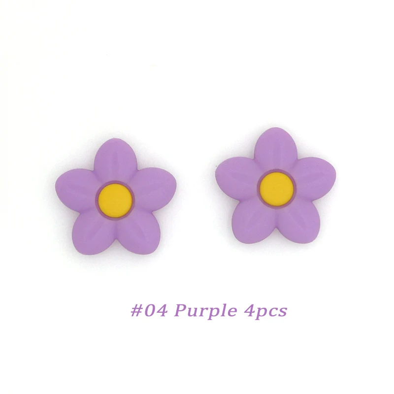 Purple 4pcs Kovict 4/8 шт. 42 мм Цветок Силиконовые бусы банные халаты в виде животных для маленьких Прорезыватель для зубов для новорожденных, игрушки-прорезыватели для бижутерии, материал для Цепочки и ожерелья Аксессуары игрушка - Цвет: Purple 4pcs