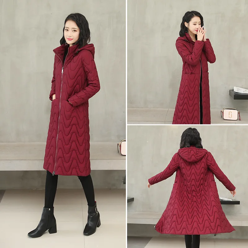 Лидер продаж женская зимняя куртка выше колена новая модная Корейская версия с