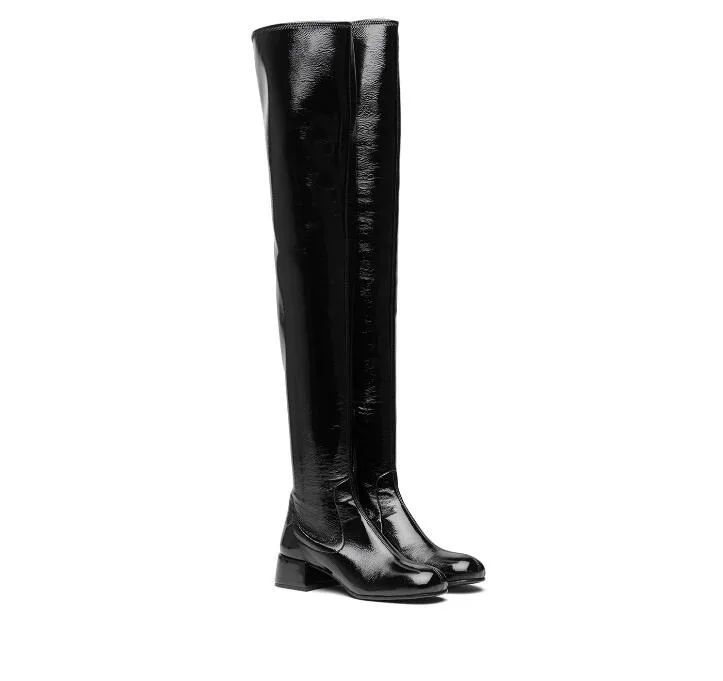 

Women's Shoes Milan Over The Knee Leather Boots Thigh-high Low Block Heel Boots