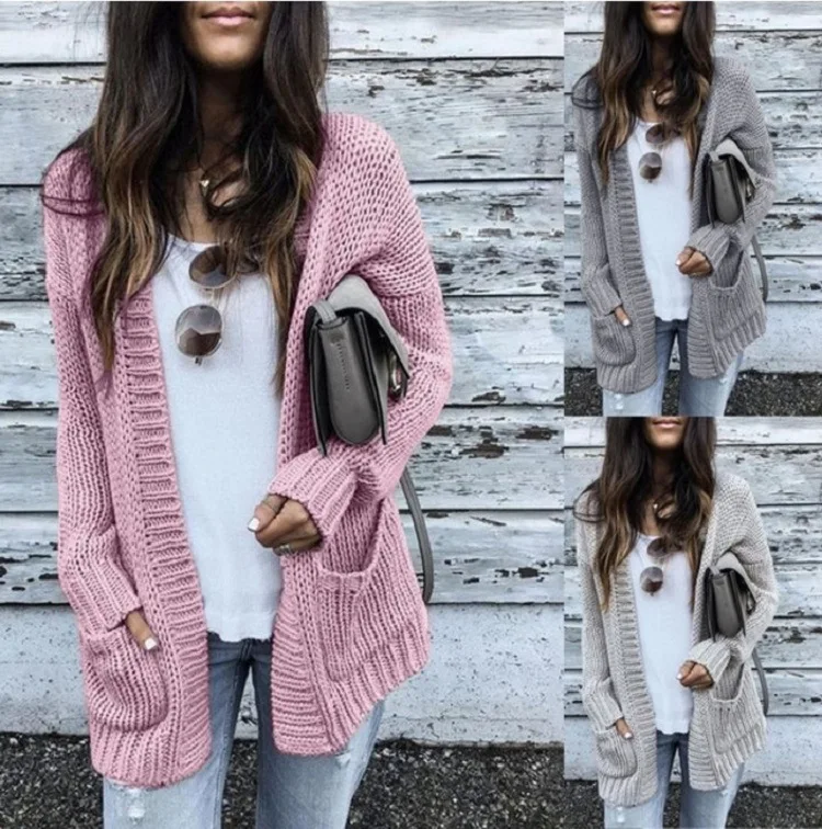

2021 New Cardigan Sweaters Women's Sweater Knitted Long Sleeve Knitwear Girl Casual Outerwear Winter Pull Femme Plus Size