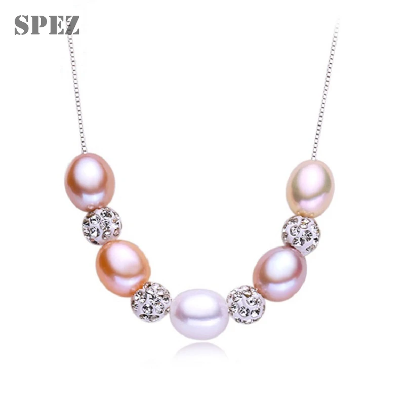 Женское ожерелье из серебра 925 пробы с натуральным пресноводным жемчугом 7 8