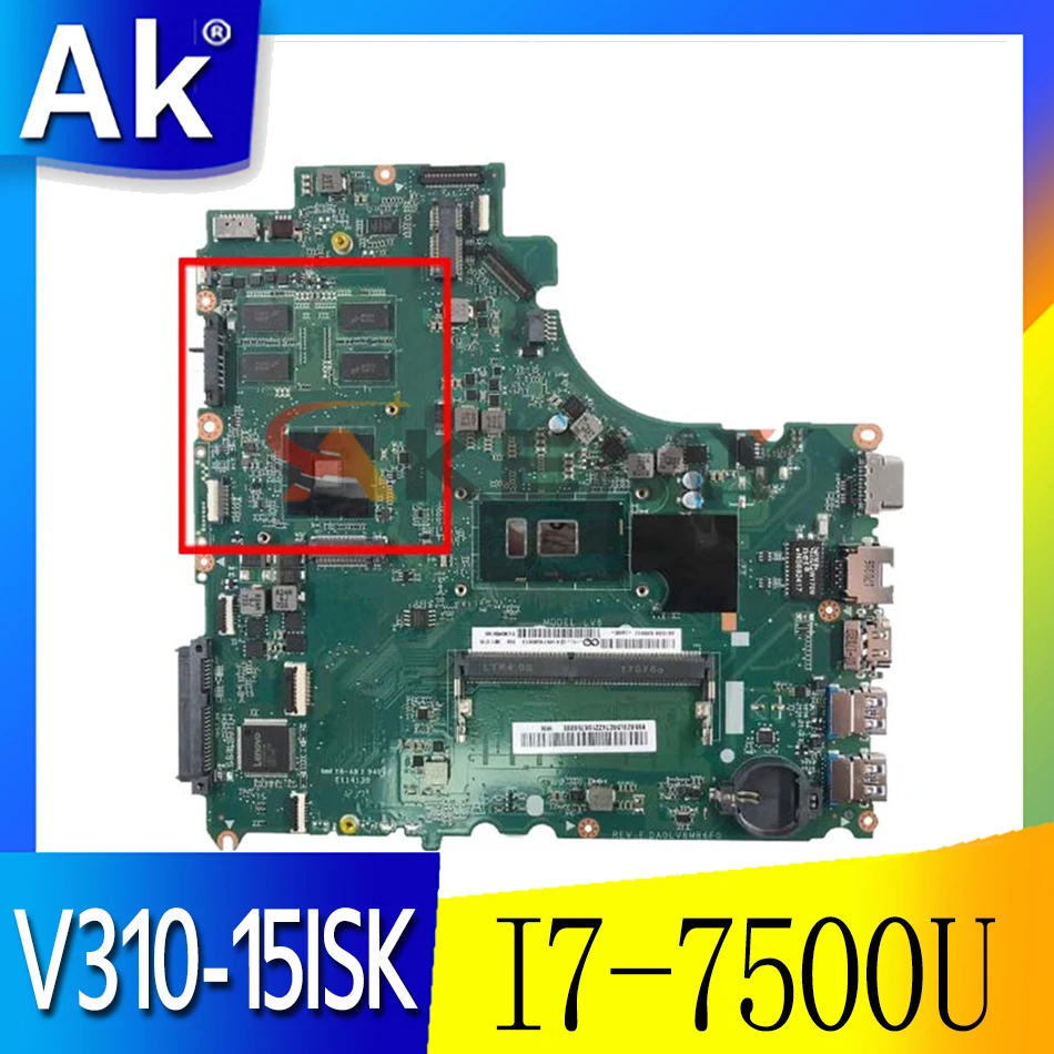 

High quality 5B20M31659 for Lenovo Ideapad V310-15ISK Laptop Motherboard DA0LV6MB6F0 SR2ZV I7-7500U 100% Tested