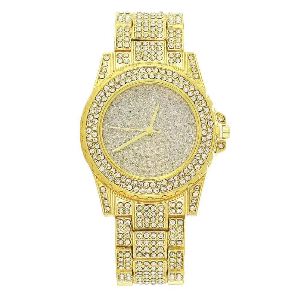 Брендовые женские часы с браслетом из нержавеющей стали полностью Стразы