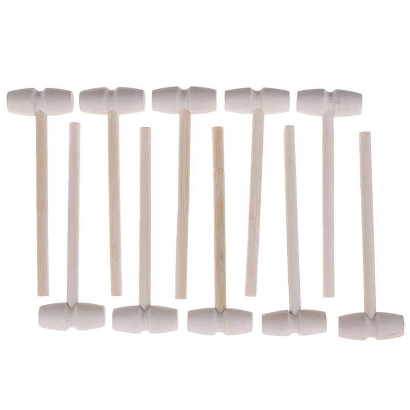 

10 Pcs Mini Wooden Hammer Ball Toy Pounder Replacement Wood Mallets Baby