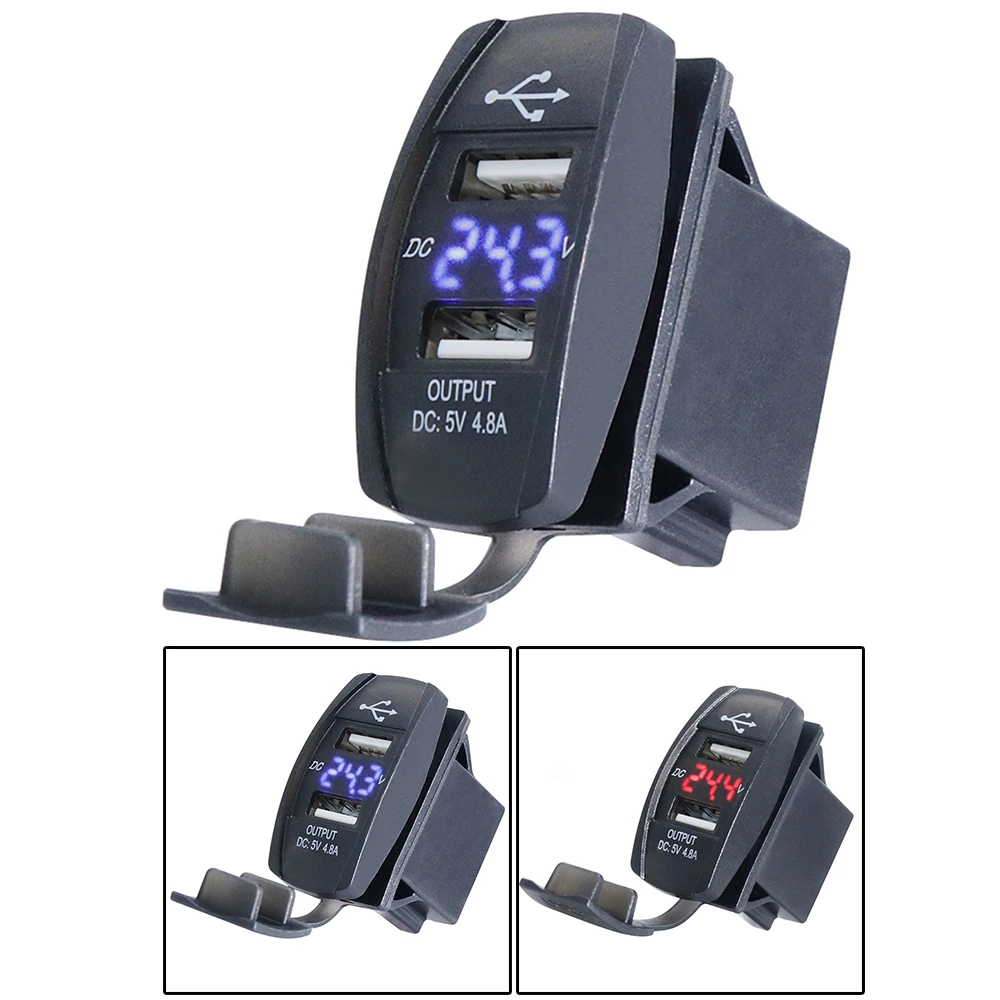 Зарядное устройство ABS DC 12 V/24 V USB разъем вольтметр кулисный переключатель панель порт универсальный