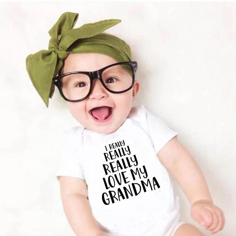 

Baby Present I Really Really Really Love My Grandma Boys Girls Romper Newborn Baby Bodysuits Cotton Summer Short Sleeve Clothes