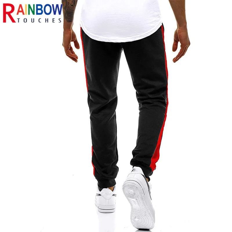 Модные мужские спортивные брюки Rainbowtouches с боковыми полосками повседневные на