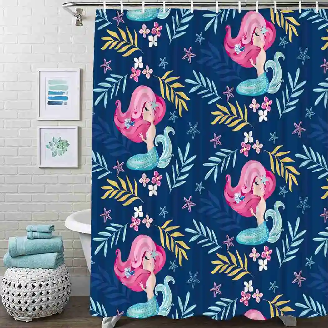 

Mermaid Shower Curtain Tail Rainbow Colorful Shower Curtain Waterproof Fabric For Bathroom Decor Shower Curtains Set With Hooks