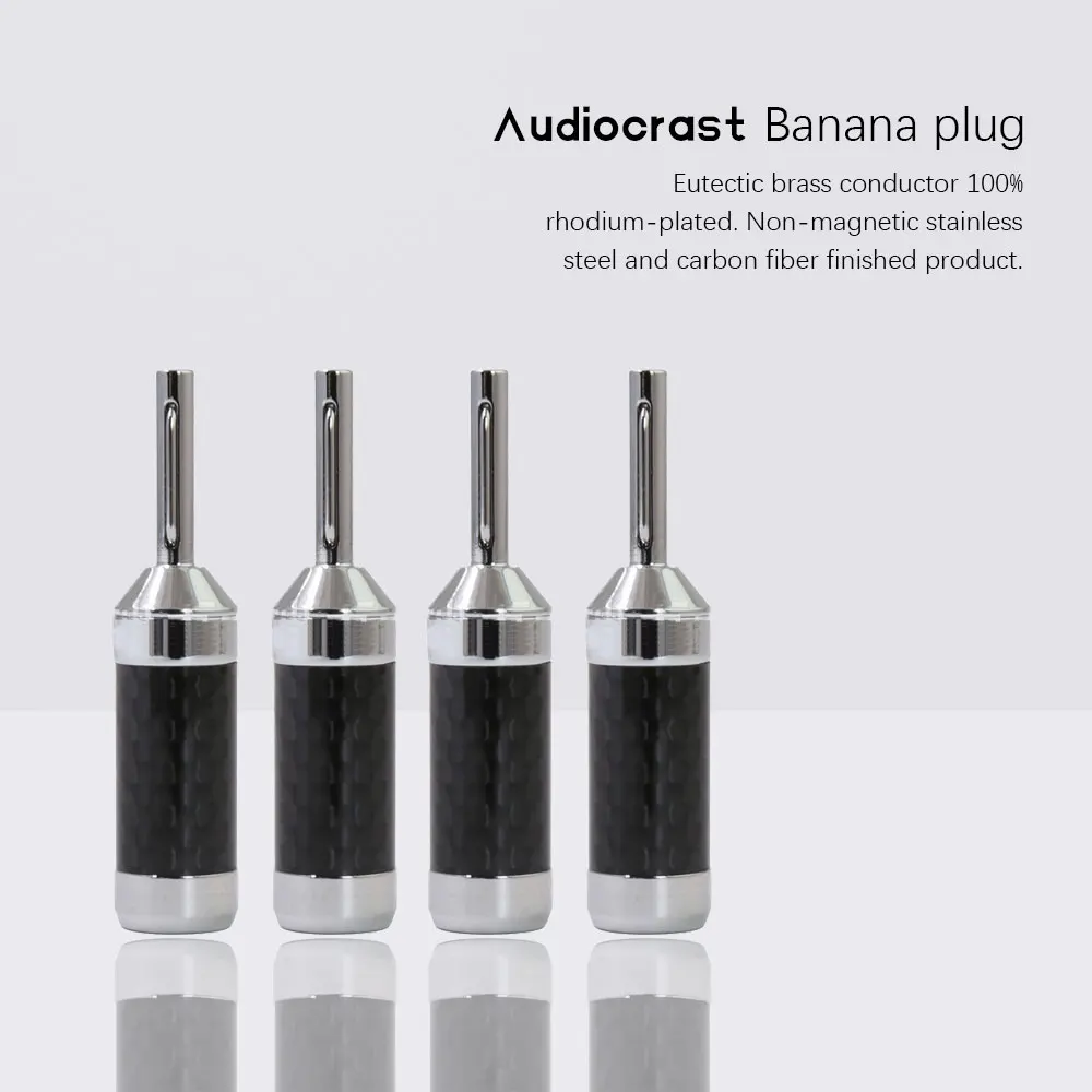 

Audiocrast Carbon Fibre 24K Rhodium Plated 4Pc/Lots Banana Plug Jack Match Musical Speaker Cable Wire Pin Connector For Speaker