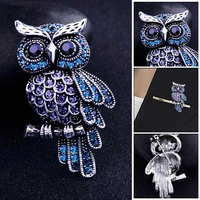 ancient womens mens owl korean zinc alloy trendy imitation rhinestone blue brooch badge christmas gifts accessories