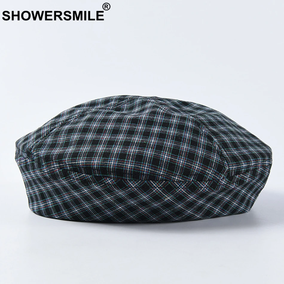 Берет женский хлопковый в клетку желтого и красного цветов |