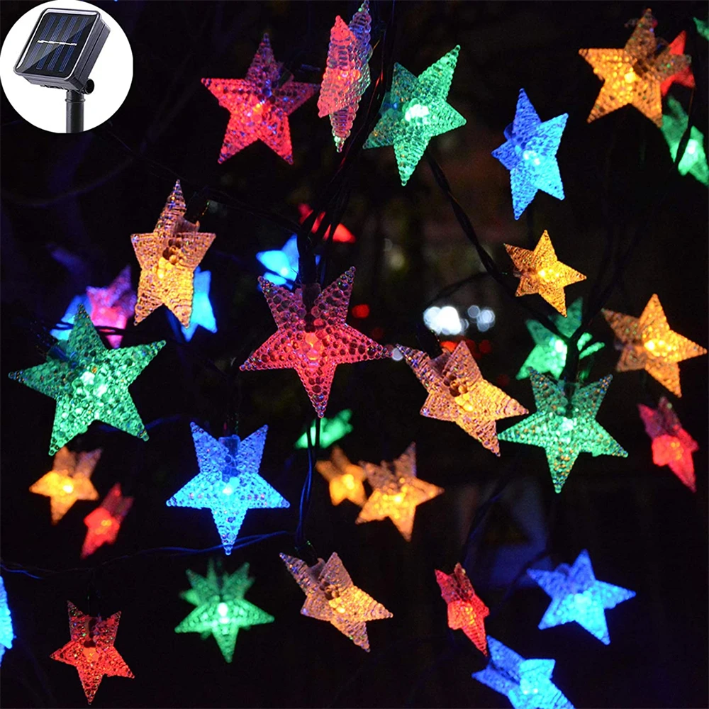 

Outdoor Solar Powered String Lights 5m 12m 8 Modes Star Power LED String Twinkle Fairy Lights for Holiday Gardens Lawn Christmas