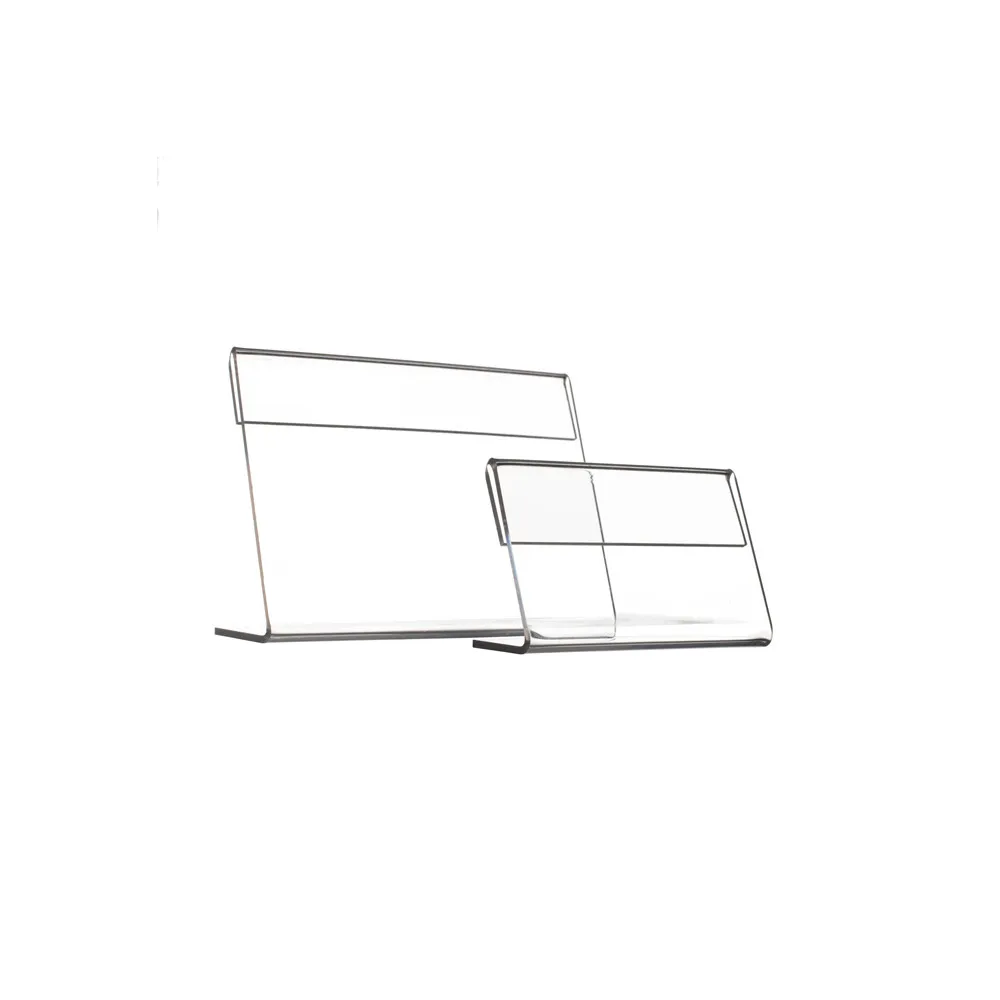 

Acrylic Price Label Display L Holders Stands Clear Plastic Table Sign Tag Paper Promotion Card T1.3mm Small Horizontal 20pcs