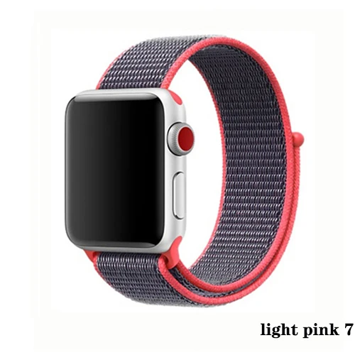 Нейлон pulseira для apple watch band 4 44 мм 40 мм(iwatch 5) apple watch 3 2 1 ремешок 42 мм 38 мм дышащий браслет ремень аксессуары - Цвет ремешка: light pink 7