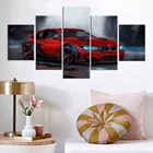 Настенная живопись, холст, рамка, HD-принты, модульный постер для гостиной, 5 штук, красные картины для спортивного автомобиля, Декор для дома