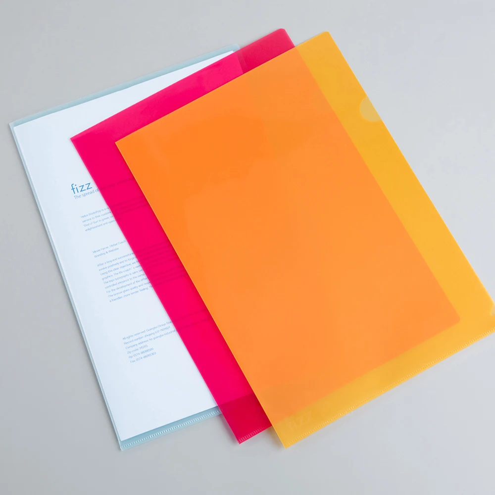 

L-Shaped Transparent File set 10 Pack Waterproof Thick PP Material Office Business Ticket Holder Document