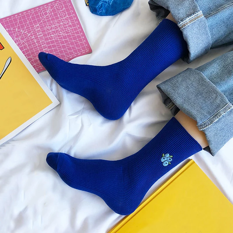 Милые Мультяшные цветные носки для девочек с принтом фруктов авокадо банан вишня