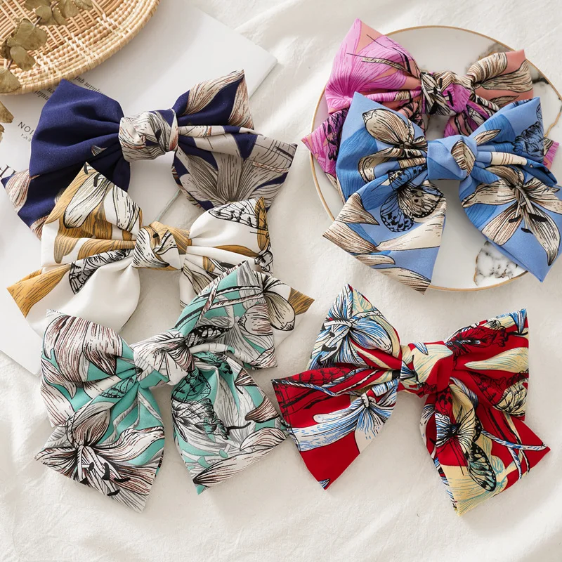 

Hot Sale Korean 3-Layers Women Chiffon Fabric Big Bow Cross Hair Pins Girls Fashion Headwear Hair Clips Classical Sweet Hairpins