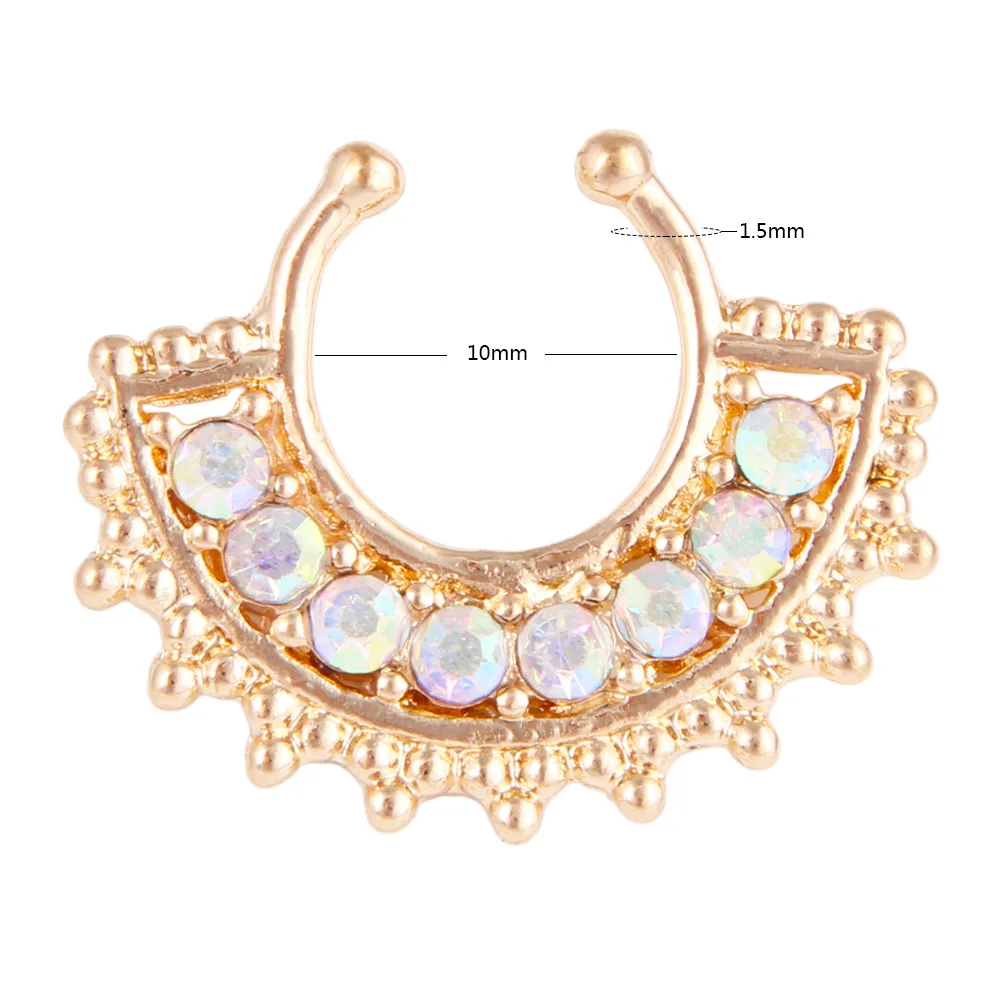 

New Fashion Stainless Steel Fake Nose Hoop Crystal Nose Ring Stud Trendy Punk Style Body Piercing Tool Jewelry For Women Men