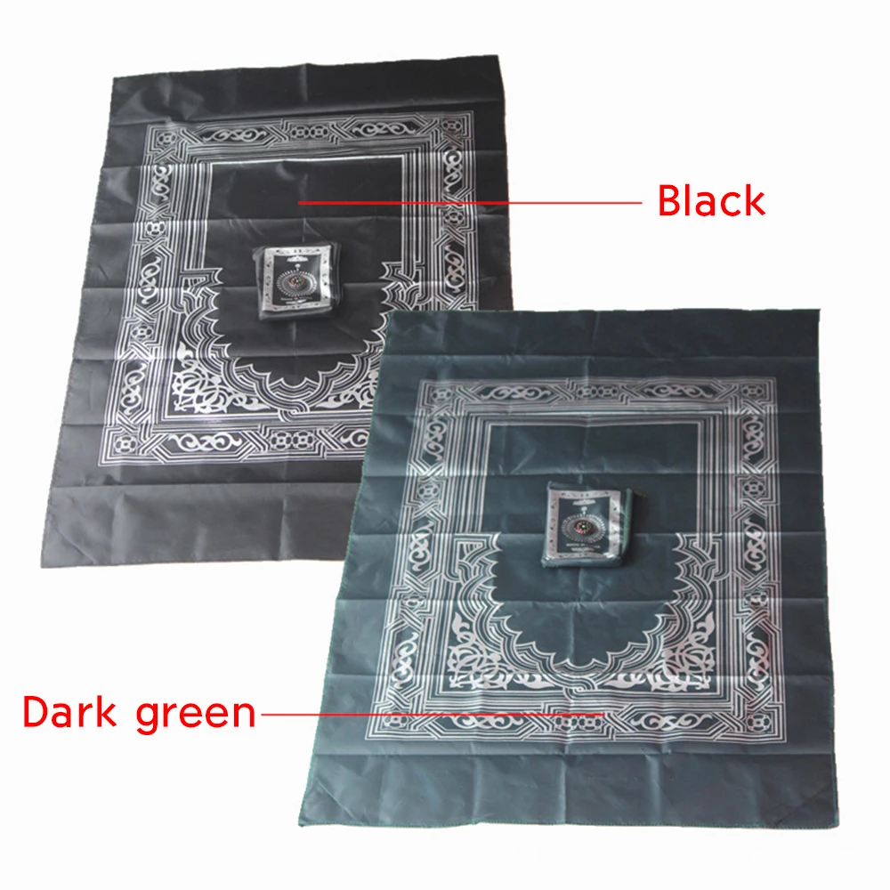 

5pcs Muslim Worship Carpet EID Mubarak Islamic Party Decor Muslim Prayer Rug Portable Braided Mats Simply Print With Compass