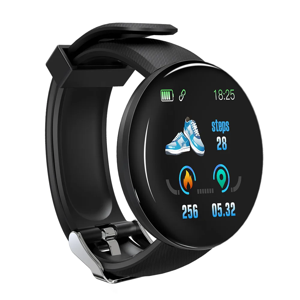 10 шт./лот D18 Smartband круглый экран шаги кровяное давление кислород Usb зарядное
