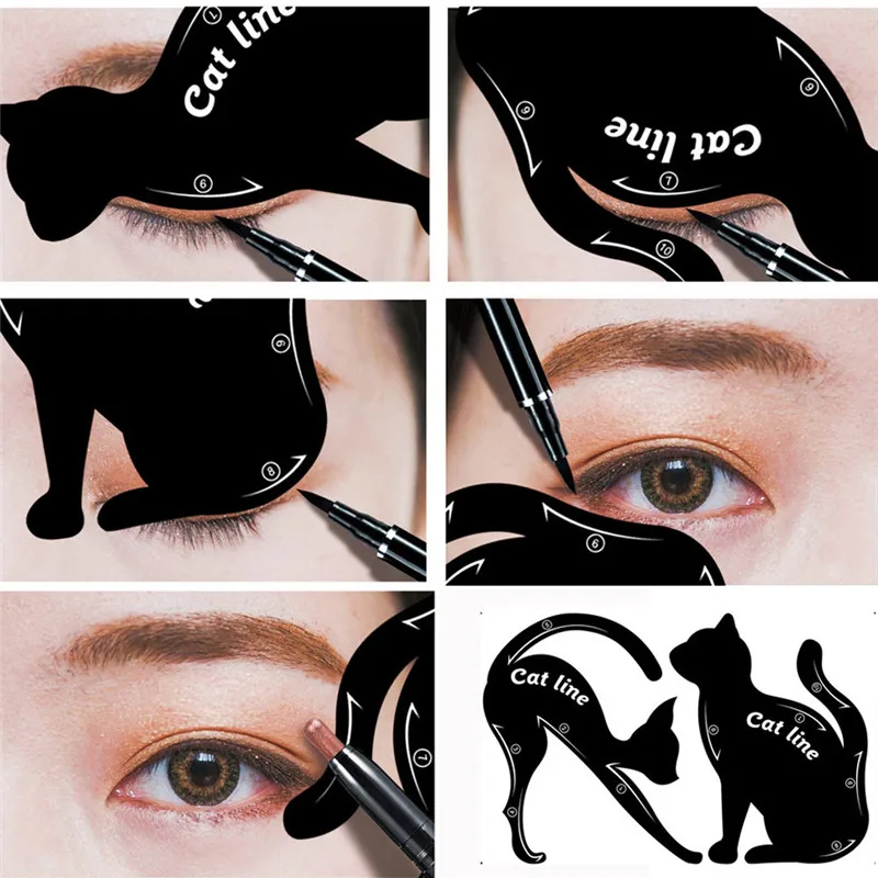 

2Pcs Women Cat Line Pro Eye Makeup Tool Eyeliner Stencils Template Shaper Model