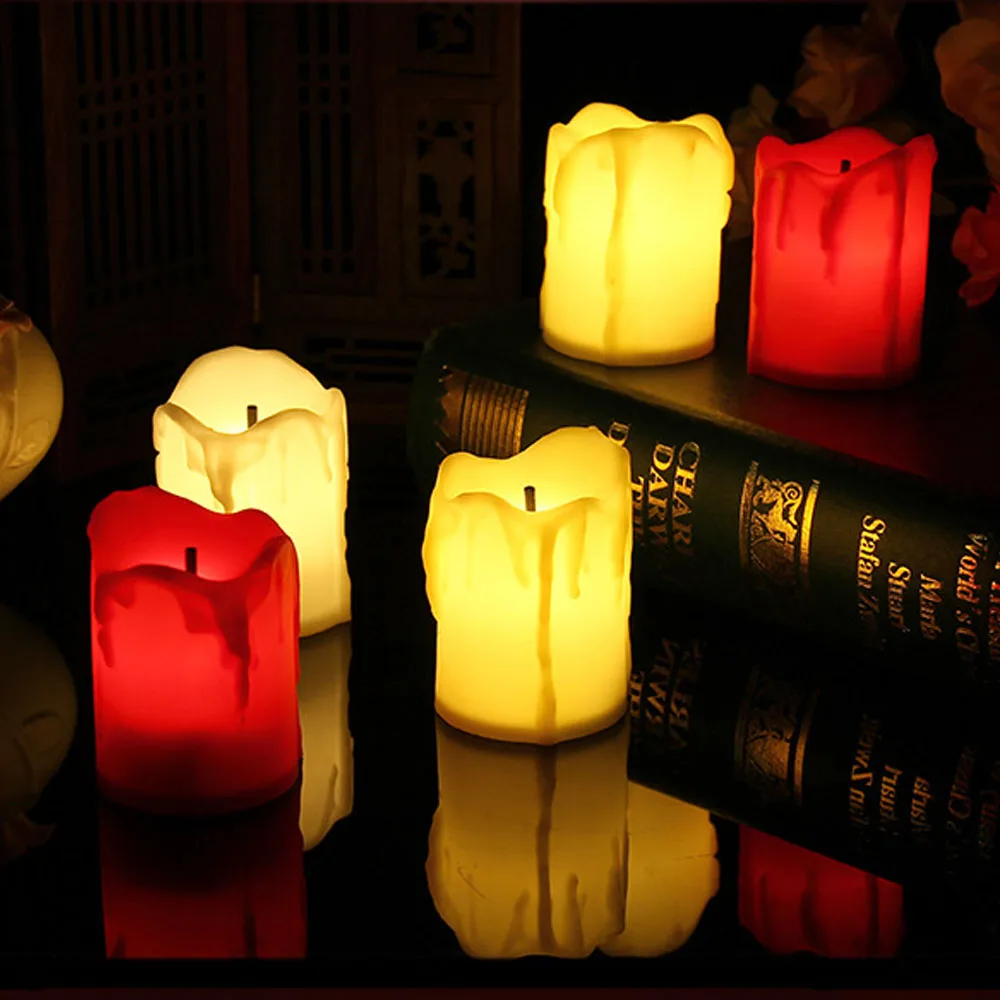 6PCS Electronic Candles Black core Flickering LED Tea Light Battery Operated Night Lamp Flameless Christmas Wedding Party Decors | Дом и сад