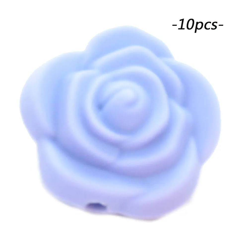 serenity LOFCA 10 шт Силиконовые Бусины розы пищевой силиконовый продукт для детей для изготовления ювелирных изделий Детская Соска-подвеска BPA бесплатные игрушки - Цвет: serenity