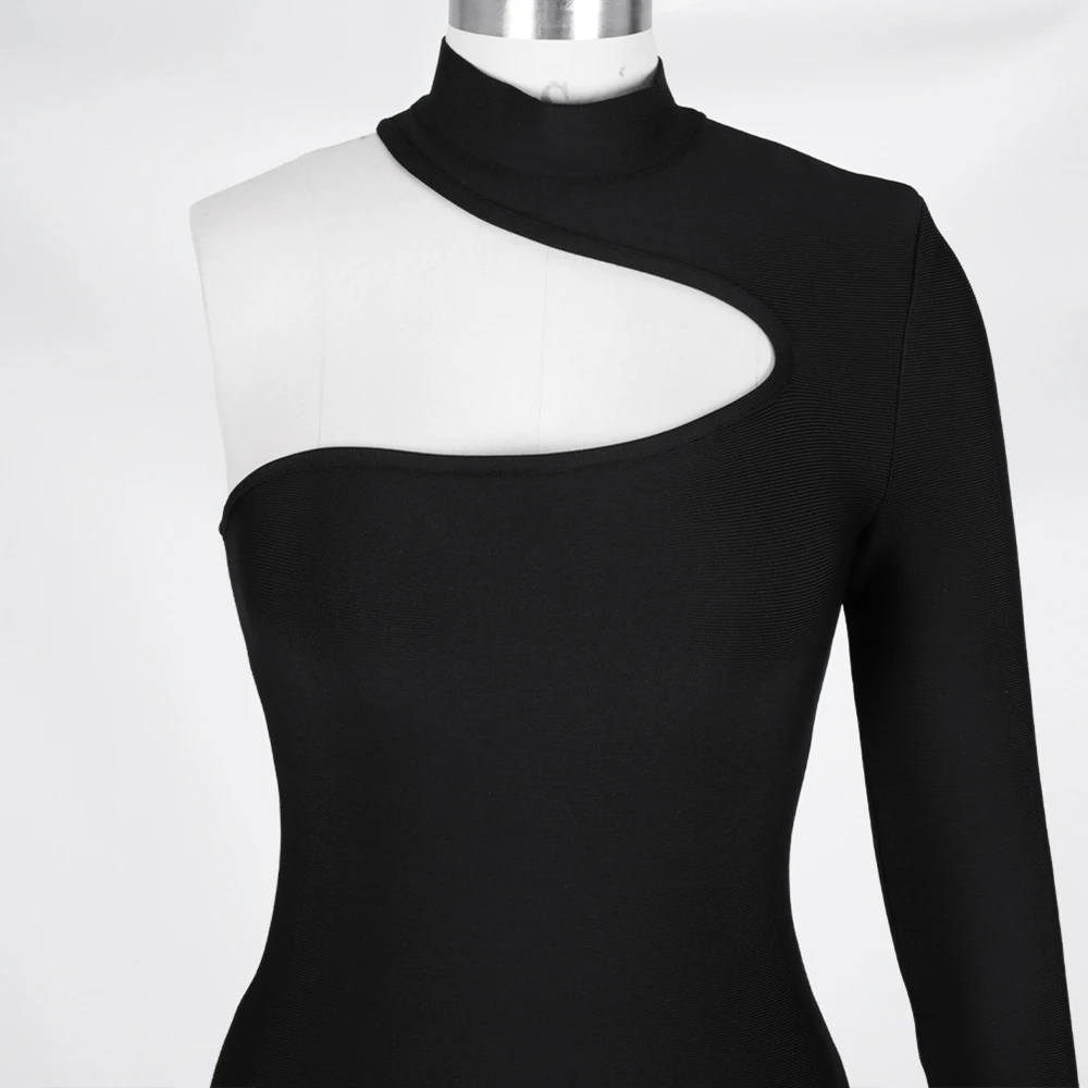 

Ocstrade Summer Cut Out Bandage Dresses 2020 New Arrival Women Sexy Black Bandage Dress Long Seeve Bodycon Club Party Dress