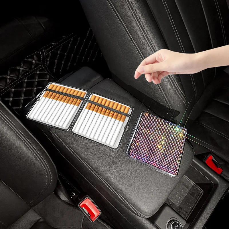 

20 cigarettes чехол для женщин Bling Crystal Slim сигаретная коробка из нержавеющей стали Портативный флип двусторонний держатель Rhienstone