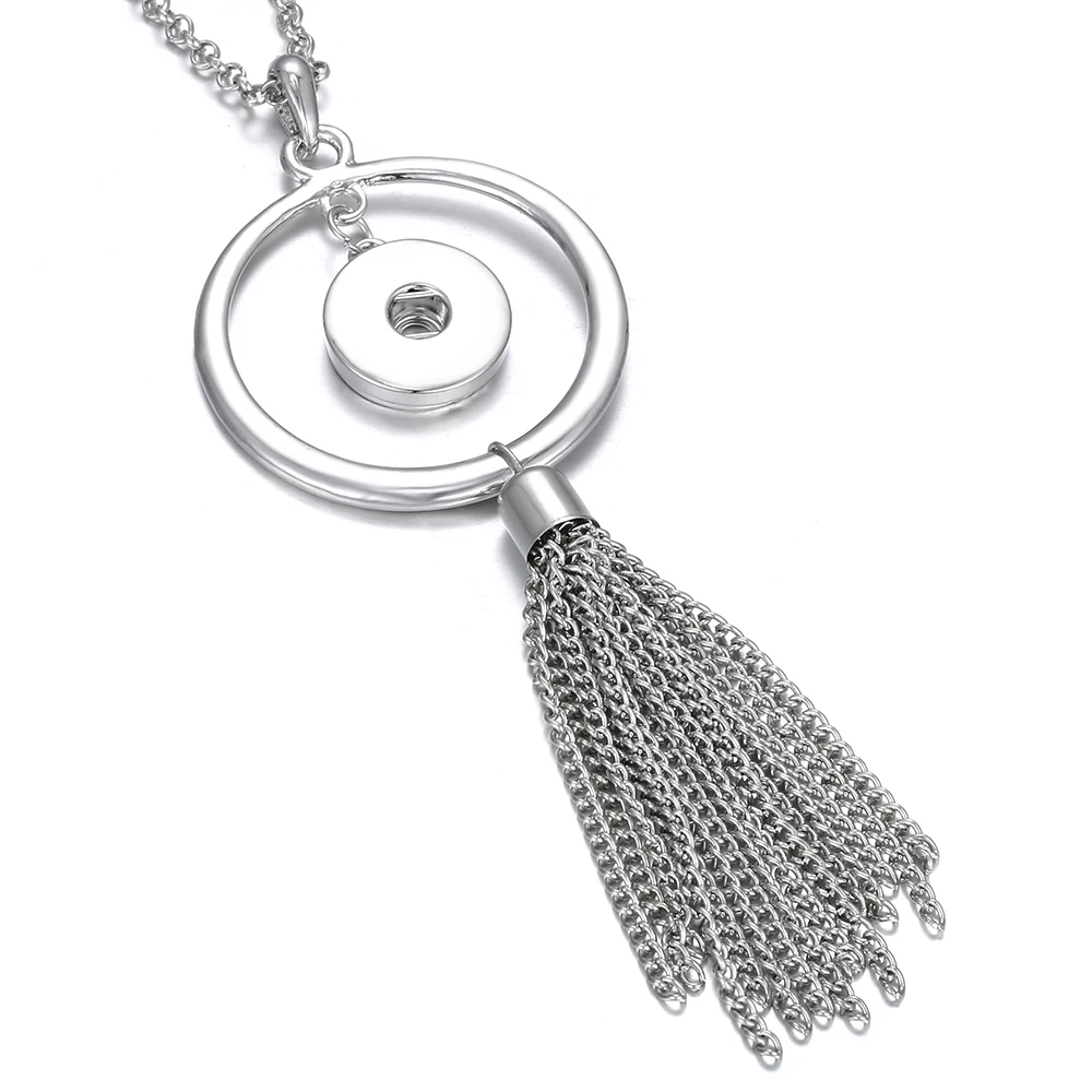 Женское ожерелье с длинной кисточкой колье круглой металлической подвеской 18 мм