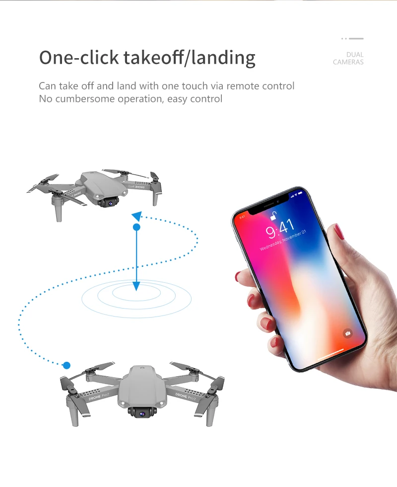 Мини Квадрокоптер E99Pro складной 4K Wi Fi Fpv|Радиоуправляемые вертолеты| |