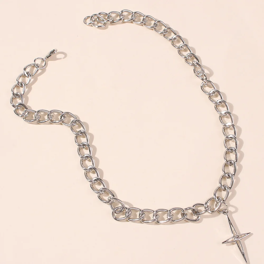 

WG Fashion Simple Cross Clavicle Chain Necklace Pendant Personality Exquisite Choker Collar Statement Necklace For Female