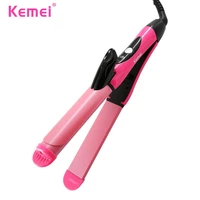 kemei km 1055 2 in 1 professional hair curler straightener ceramic wave flat iron curling iron straightening rizador de pelo