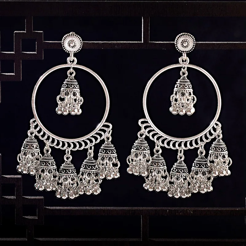TopHanqi индийской jhumka серьги для женщин ювелирные изделия в богемном стиле