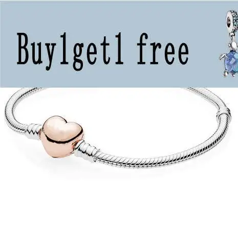 

Браслет pandora женский из серебра 925 пробы, с розой, сердцем и застежкой-змеей