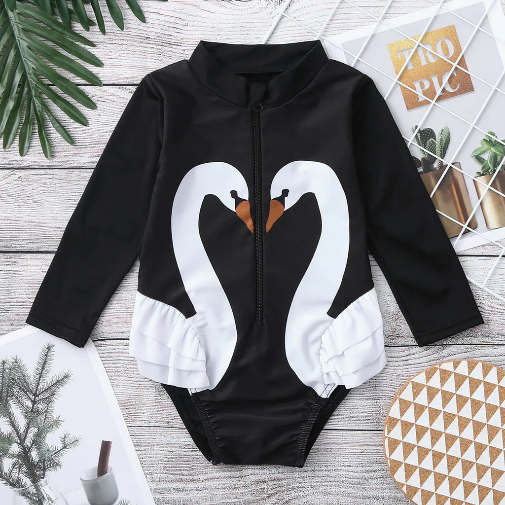 Новый купальный костюм для новорожденных Детская одежда девочек С оборками с