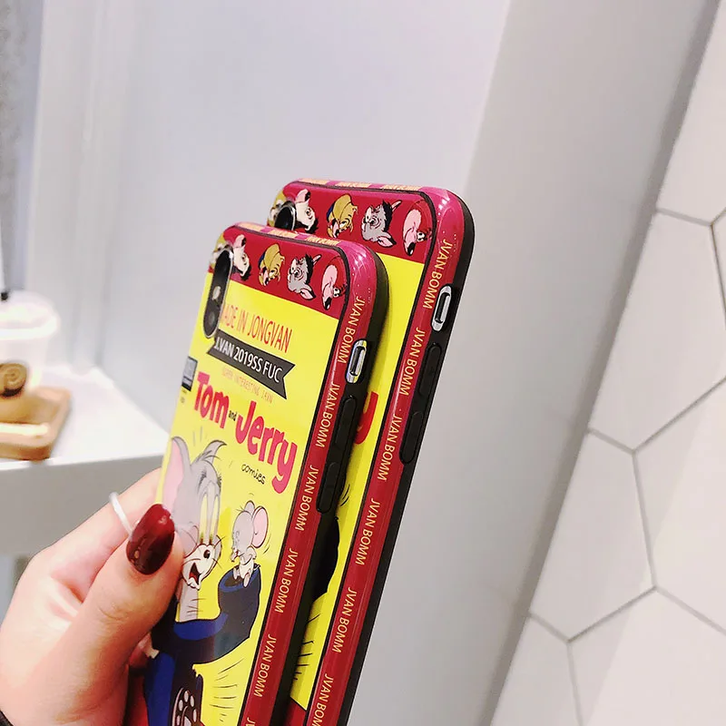 Cute Cartoon phone Cat mouse For iphone Xs MAX XR X case silicone Glossy 6 6s 7 8 plus tpu Case |