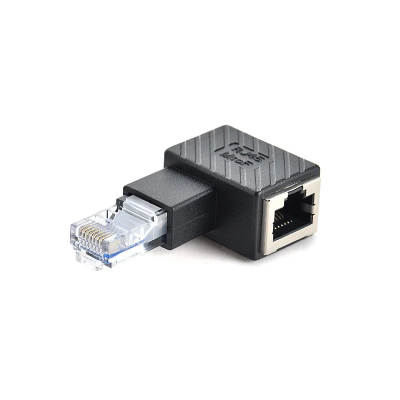 RJ45 конвертер Папа-мама углом 90 градусов Расширение адаптер для Cat5 Cat6 LAN Ethernet