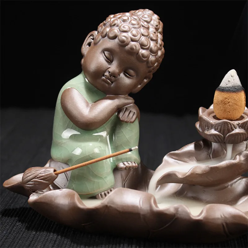 Керамическая глазурь ледяная с трещинами Будда курильница для благовоний