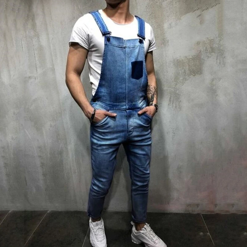 2019 новые модные брендовые мужские повседневные джинсовые брюки Комбинезоны для