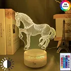 Светодиодная 3d-ночник Лошадь, креативный офисный декоративный светильник с Usb, новая необычная 3d-лампа с белым основанием, красивый 16 цветов, с дистанционным управлением