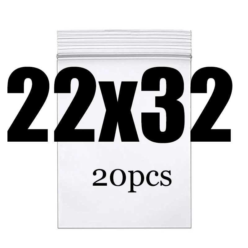 22X32CM 20PCS Высококлассные толстые прозрачные пакеты на молнии с застежкой-молнией, пищевая посылка, сумка для хранения, прозрачная пластиковая маленькая упаковочная полиэтиленовая сумка на молнии - Цвет: 22X32CM 20PCS