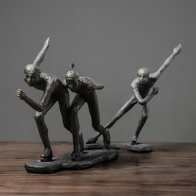 

Фигурки фигуристов из смолы в американском ретро стиле, декоративные фигурки для дома, гостиной, ремесла, украшения для рабочего стола и офи...