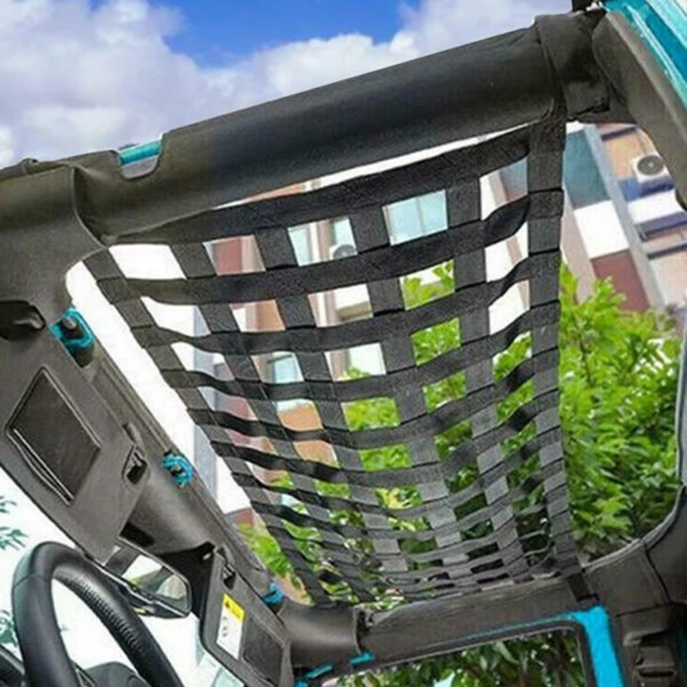 

Car Multifunction Roof Net Cargo Storage Grid Soft Nylon Car Roof Weaving Suitable Net For Jeep Wrangler TJ JK JL