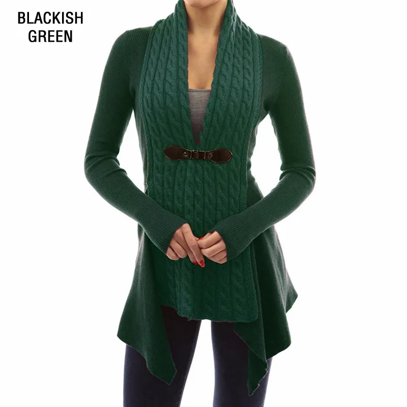 Модный 2019 женский кардиган свитер с v-образным вырезом однотонный тонкий ремень