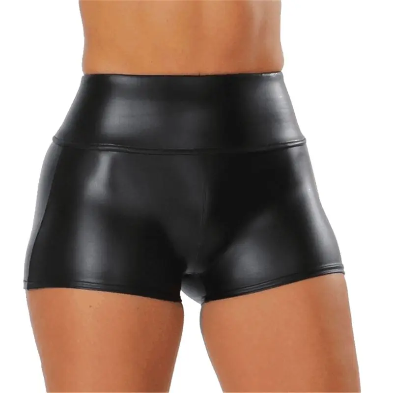 

Womens High Waist Faux Leather Black Booty Shorts Sexy Skinny Stretch Hot Pants U50C